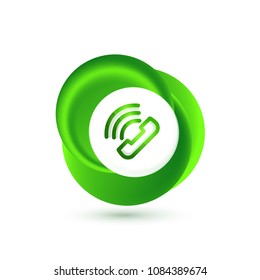 Old fashioned phone button, call center support icon, vector illustration