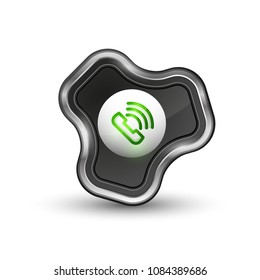 Botón de teléfono a la antigua moda, icono de soporte del centro de llamadas, ilustración vectorial