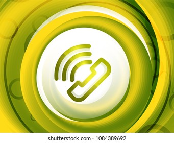 Old fashioned phone button, call center support icon, vector illustration