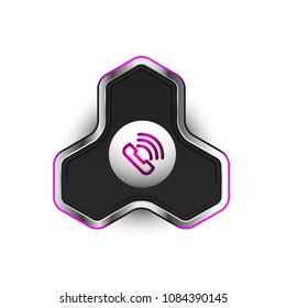 Old fashioned phone button, call center support icon, vector illustration