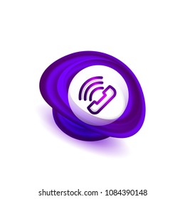 Old fashioned phone button, call center support icon, vector illustration