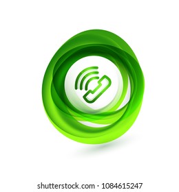 Old fashioned phone button, call center support icon, vector illustration