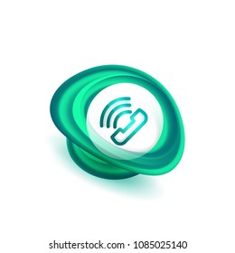altmodischer Telefonknopf, Call Center Support Symbol, Vektorgrafik
