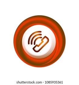Old fashioned phone button, call center support icon, vector illustration