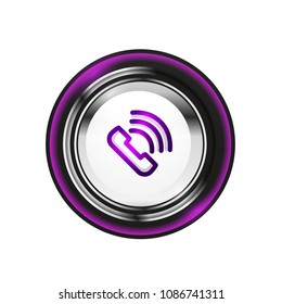 Old fashioned phone button, call center support icon, vector illustration