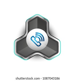 Botón de teléfono a la antigua moda, icono de soporte del centro de llamadas, ilustración vectorial