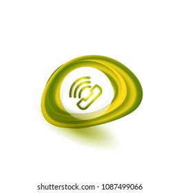 Old fashioned phone button, call center support icon, vector illustration
