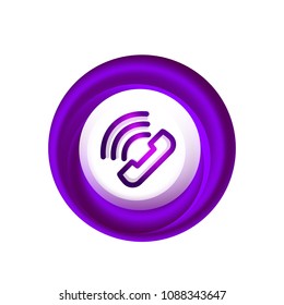 Old fashioned phone button, call center support icon, vector illustration