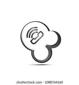 Old fashioned phone button, call center support icon, vector illustration