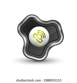 Botón de teléfono a la antigua moda, icono de soporte del centro de llamadas, ilustración vectorial