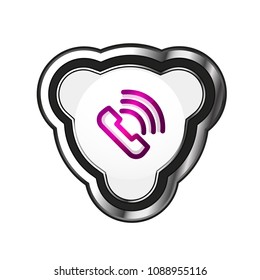 Old fashioned phone button, call center support icon, vector illustration