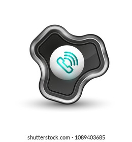Old fashioned phone button, call center support icon, vector illustration