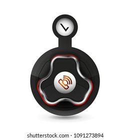 Old fashioned phone button, call center support icon, vector illustration