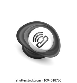 Botón de teléfono a la antigua moda, icono de soporte del centro de llamadas, ilustración vectorial