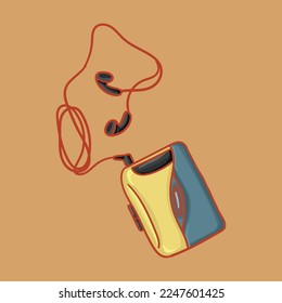 Old fashioned player. Nostalgia of the 90s. An image that is suitable for any purpose