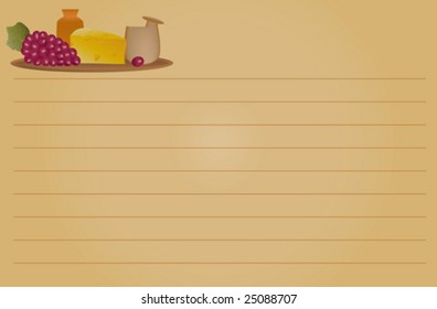 Old Fashioned Recipe Card, Grapes And Cheese.