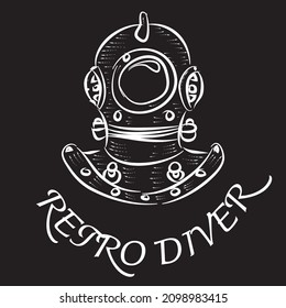 Old Fashioned Retro Vintage Diver Suit Illustration