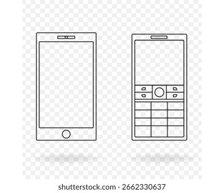 Estilo antigo ou toque inteligente ícone da arte da linha do telefone celular traço editável, toque do ícone de chamada, minimalista do ícone do telefone modelo vetor ilustração de fundo transparente