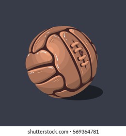 Old Fashioned Soccer Football Leather Ball. Vector Image.