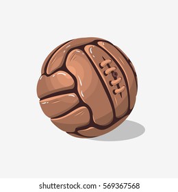 Old Fashioned Soccer Football Leather Ball On A White Background. Vector Image.