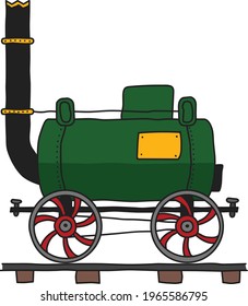 Old fashioned Steam Engine locomotive in a hand drawn doodle sketch style