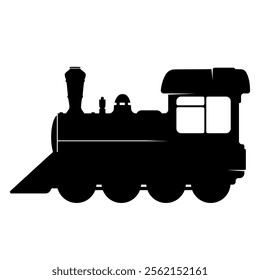 Old Fashioned Steam Train Black Silhouette Illustration Icon Vector