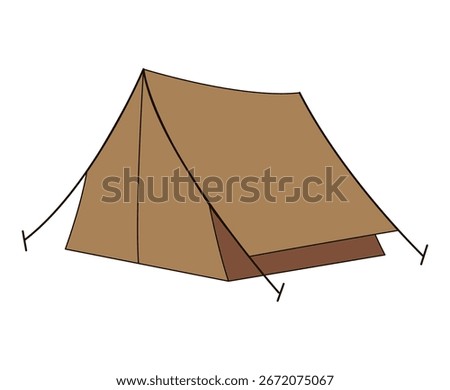 Old fashioned tent isolated on white background. Doodle style