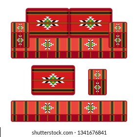 old fashioned traditional heritage sofa  in Arab gulf countries ( United Arab Emirates UAE  Saudi Arabia ksa  Bahrain  Kuwait Qatar and Oman )  Ramadan kareem isolated vector 