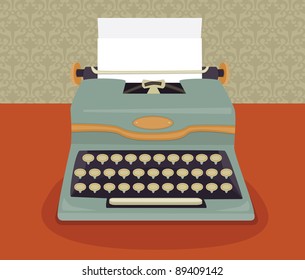 old fashioned typewriter in a retro style with copy space