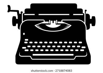 Old fashioned typing machine silhouette for communication design