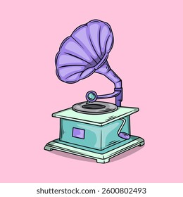 Old fashioned vintage gramophone phonograph Illustration