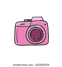 Old fashioned vintage photocamera isolated on white for your design. Vector illustration