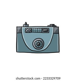 Old fashioned vintage photocamera isolated on white for your design. Vector illustration