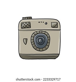Old fashioned vintage photocamera isolated on white for your design. Vector illustration