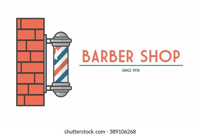 old fashioned vintage silver and glass barber shop pole with red, blue and white stripes. Isolated on white background, for design and branding. Vector