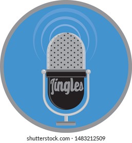 Old fashioned vintage studio podcast microphone for show broadcast