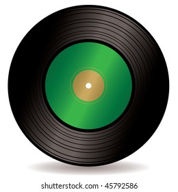 Viejo vinilo sencillo a la moda con etiqueta verde y espacio para su propio logo
