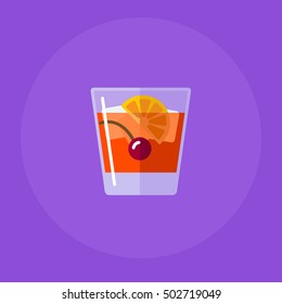 Old fashon  cocktail flat icon