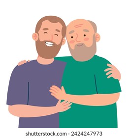 old father and adult son illustration