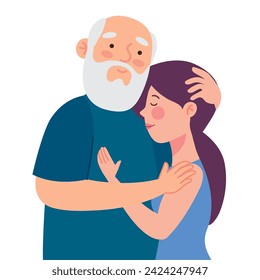 old father and daughter illustration design