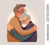 Old father hugging his son. Concept for Happy father