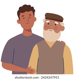 old father and son cartoon illustration