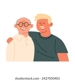 old father and young son illustration