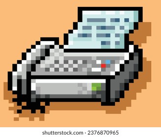 Old Fax Machine Pixel art,80s fax Pixel art vector.