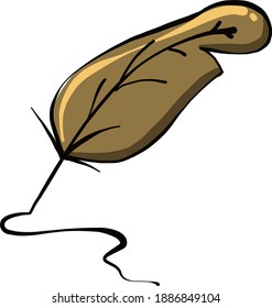 Old feather pen , illustration, vector on white background