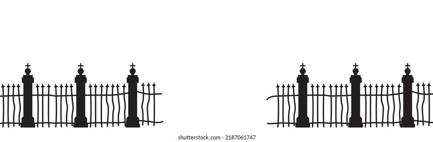 Old fence in the cemetery on a white background - Vector illustration