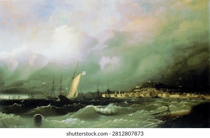Old Feodosia - vector illustration