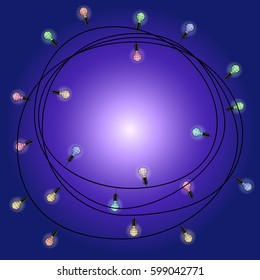 Old  Festive Motley Lightbulbs - Vector Illustration