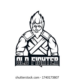 Old fighter mascot logo silhouette version. Fighter logo in sport style, mascot logo illustration design vector