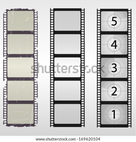 Old film. Blank film. Film countdown numbers. Vector illustration. Stockfoto © 